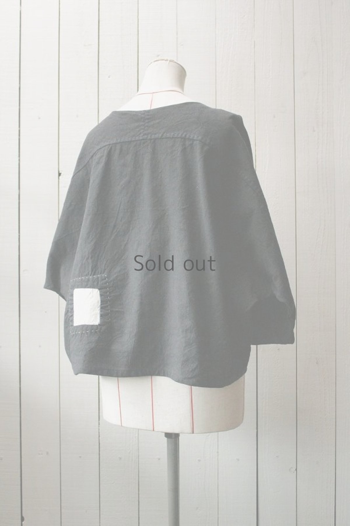 画像3: 【ササキチホ】アンティークリネン×染　ドルマン袖トップス（黒） (3)