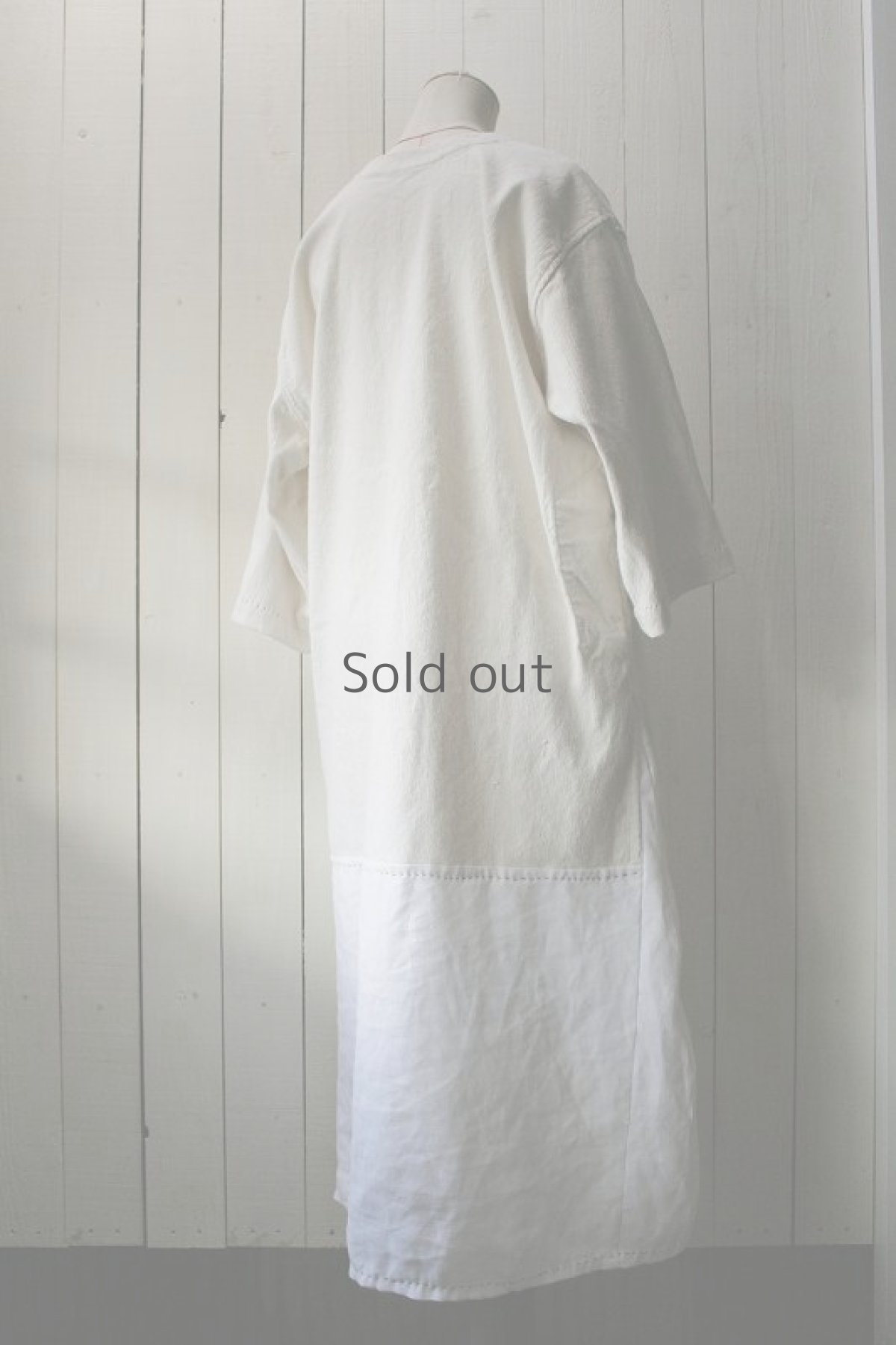 画像3: 【MITSUGU SASAKI】ビンテージ×リメイク　コットンリネンロングワンピ（生成り） (3)