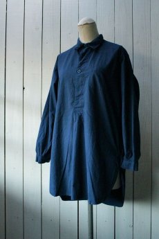 画像1: 【スウェーデン】プルオーバーコットンシャツ（青藍色） (1)