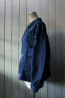 画像2: 【MITSUGU SASAKI】ビンテージ×古布　刺し子ワークジャケット（青藍色） (2)