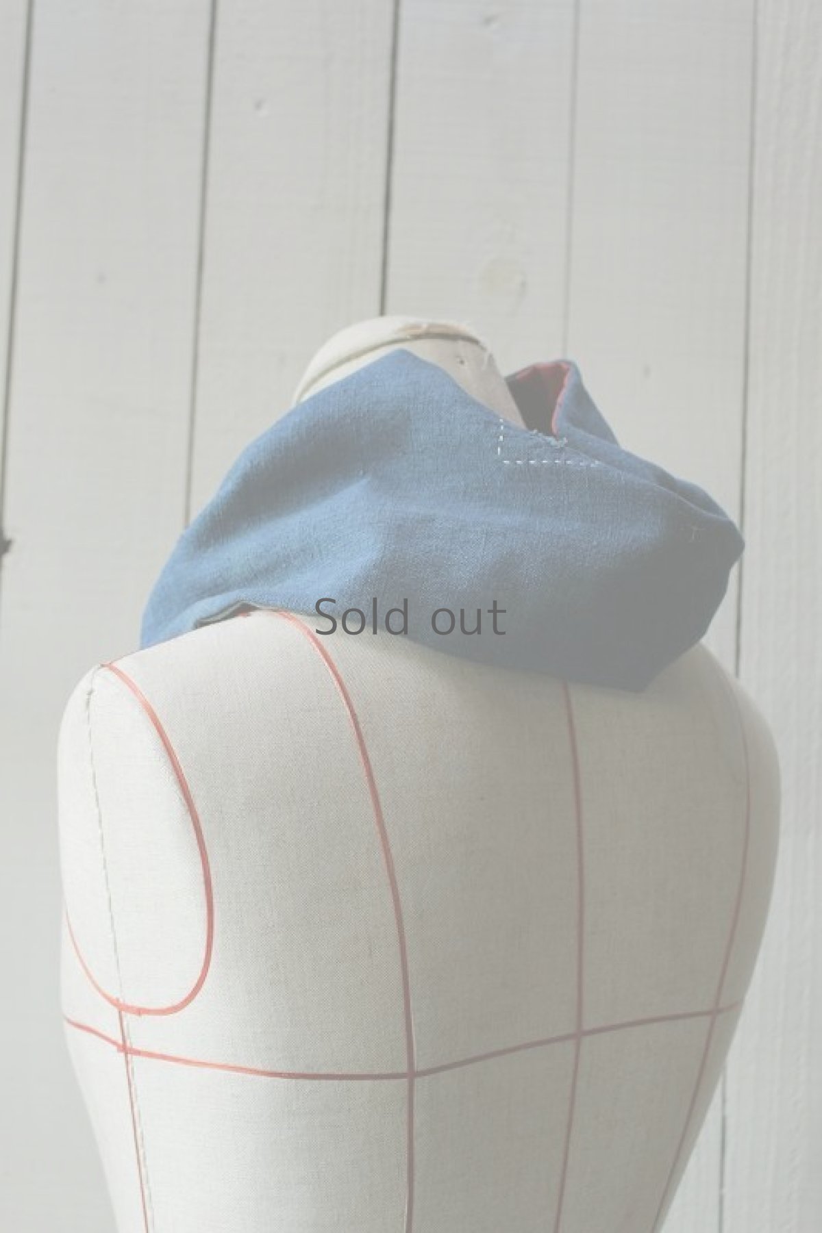 画像2: 【ササキチホ】古布　スヌード（藍・朱色・灰色） (2)