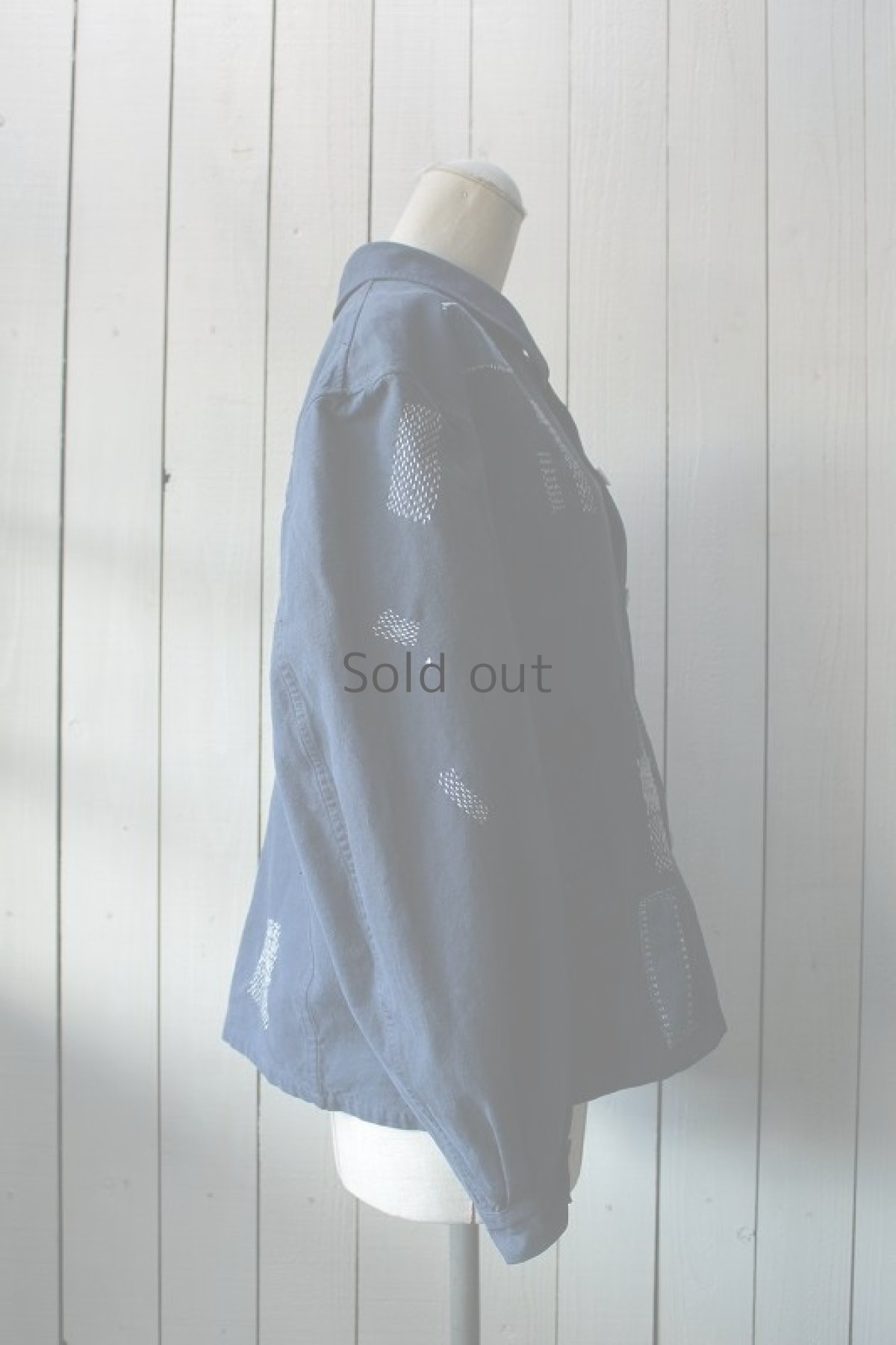 画像4: 【MITSUGU SASAKI】ビンテージ×古布　刺し子ワークジャケット（青藍色） (4)