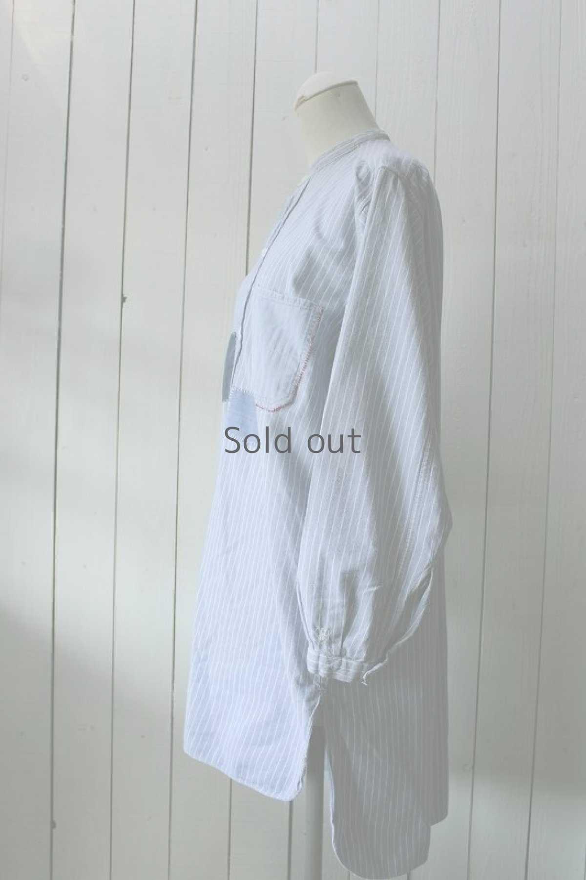 画像2: 【MITSUGU SASAKI】ビンテージ×リメイク　パッチワークプリズナーシャツ（ストライプ） (2)