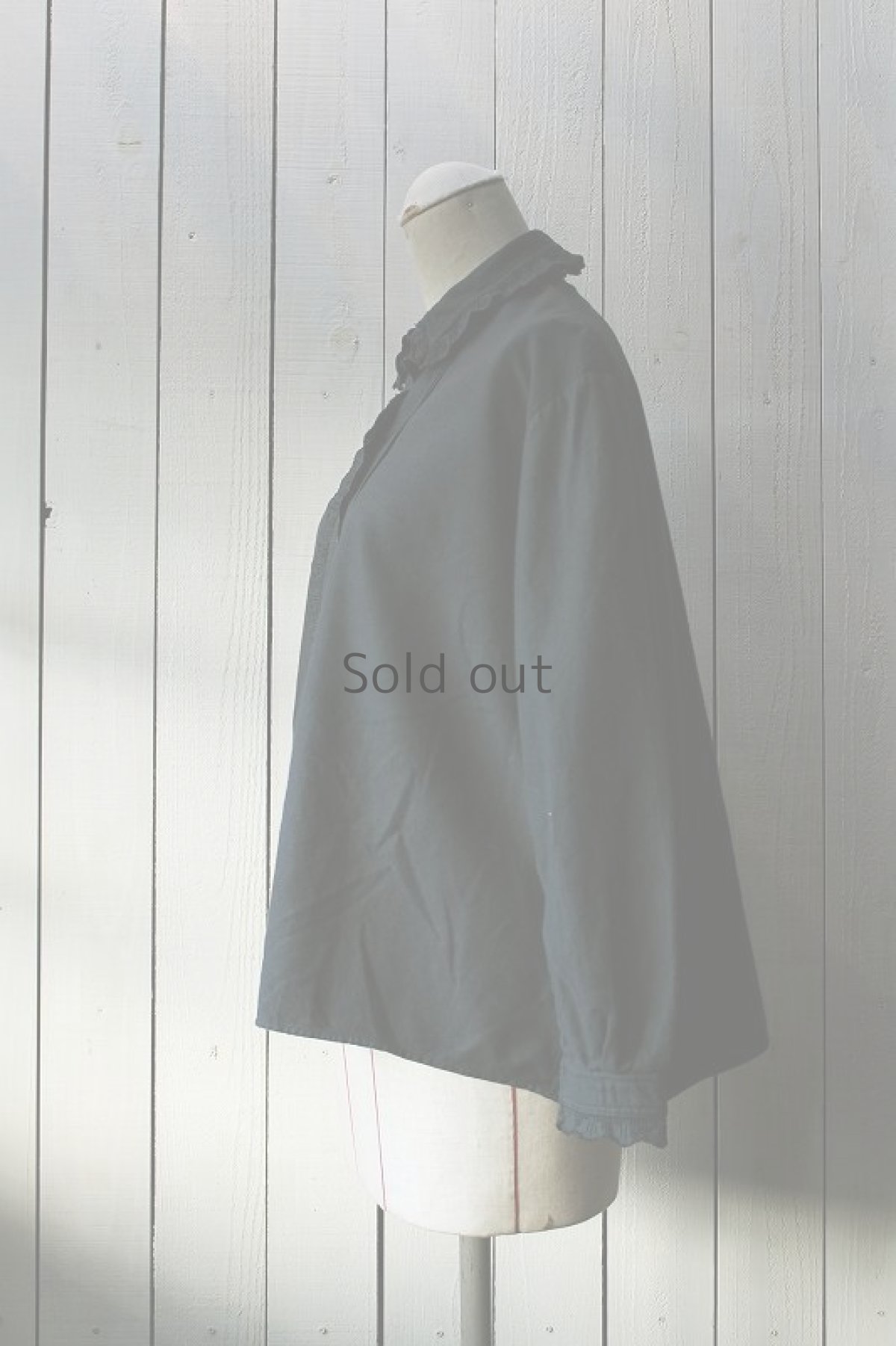 画像2: 【フランス】1950年代の裏起毛コットンヴィンテージブラウス（墨黒色） (2)