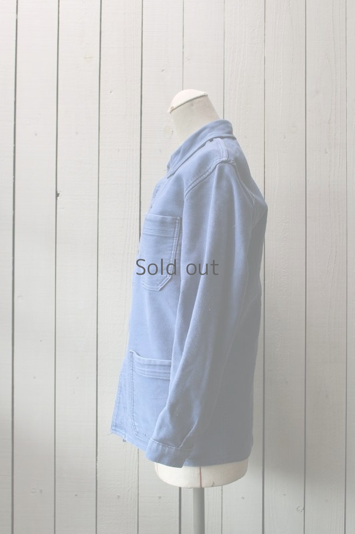 画像2: 【フランス】1960年代のブルーモースルキンワークジャケット（サイズ細め） (2)