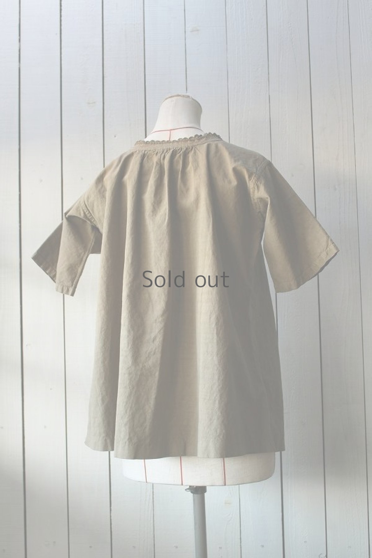 画像3: 【フランス】アンティークリネン×染　スモック（桑茶色） (3)