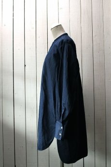 画像2: 【フランス】ビンテージコットン　ドレスロングシャツ（青藍色） (2)