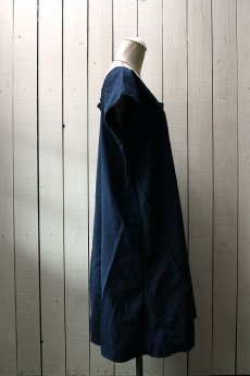 画像4: 【フランス】ビンテージコットン　フレンチスリーブドレス（青藍色） (4)