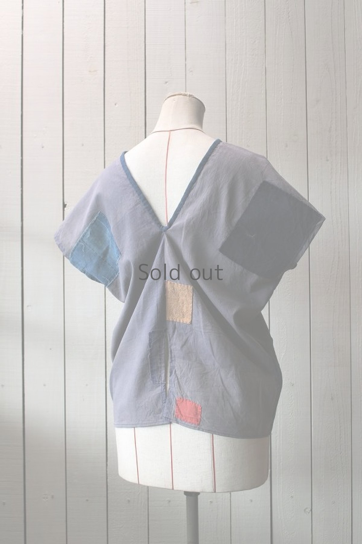 画像4: 【ササキチホ】古布つぎはぎ　カレンシャツ（ナス紺） (4)