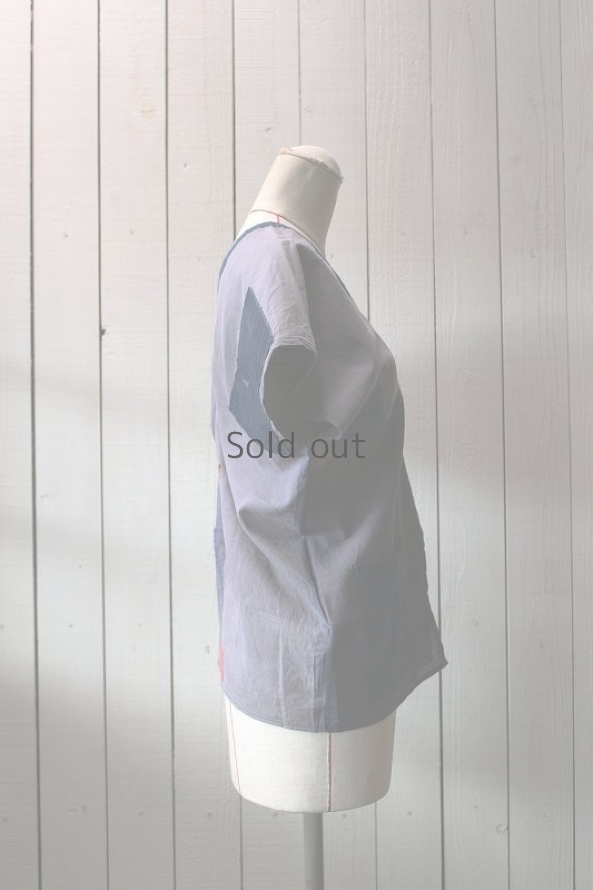 画像5: 【ササキチホ】古布つぎはぎ　カレンシャツ（ナス紺） (5)