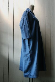 画像4: 【フランス】アンティークコットン　８分丈袖ワンピース（薄藍色） (4)
