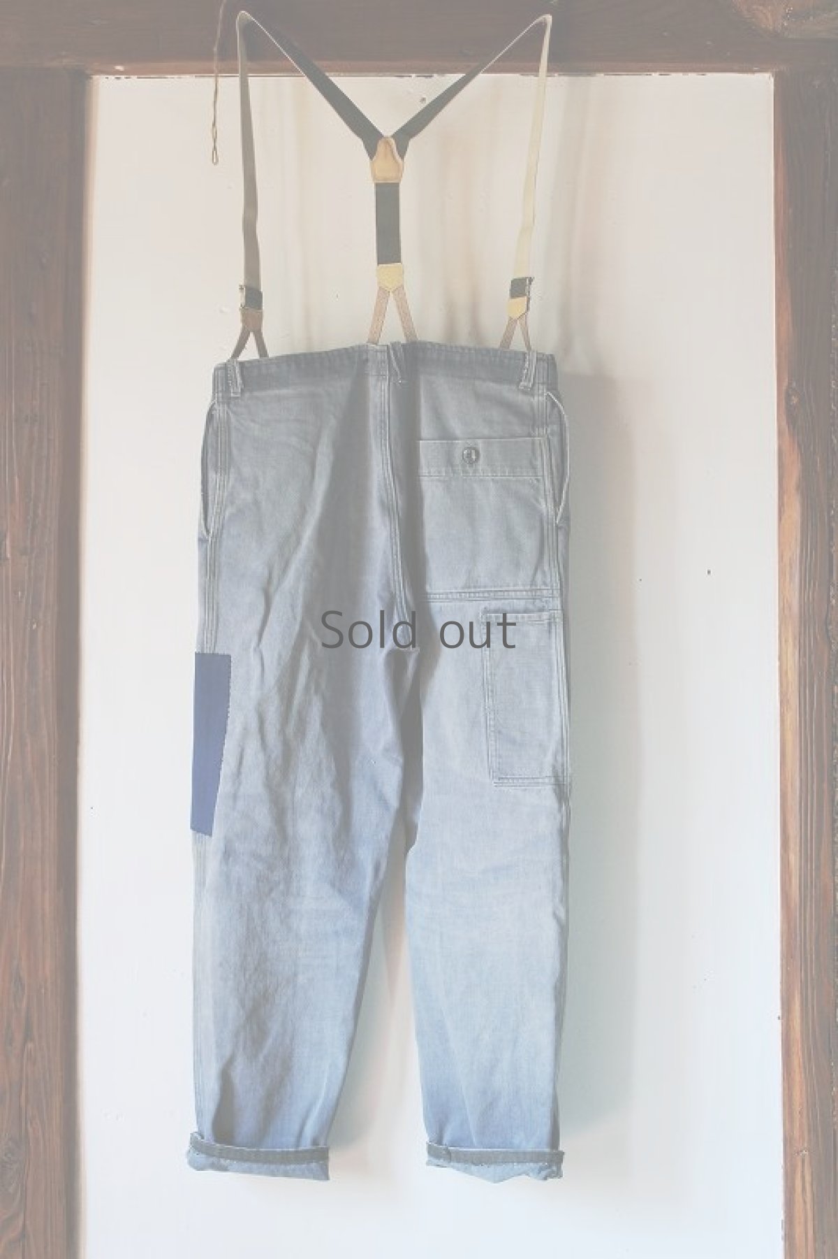 画像2: 【MITSUGU SASAKI】ビンテージ×リメイク　パッチワークとリペアのワークパンツ（サスペンダー付） (2)