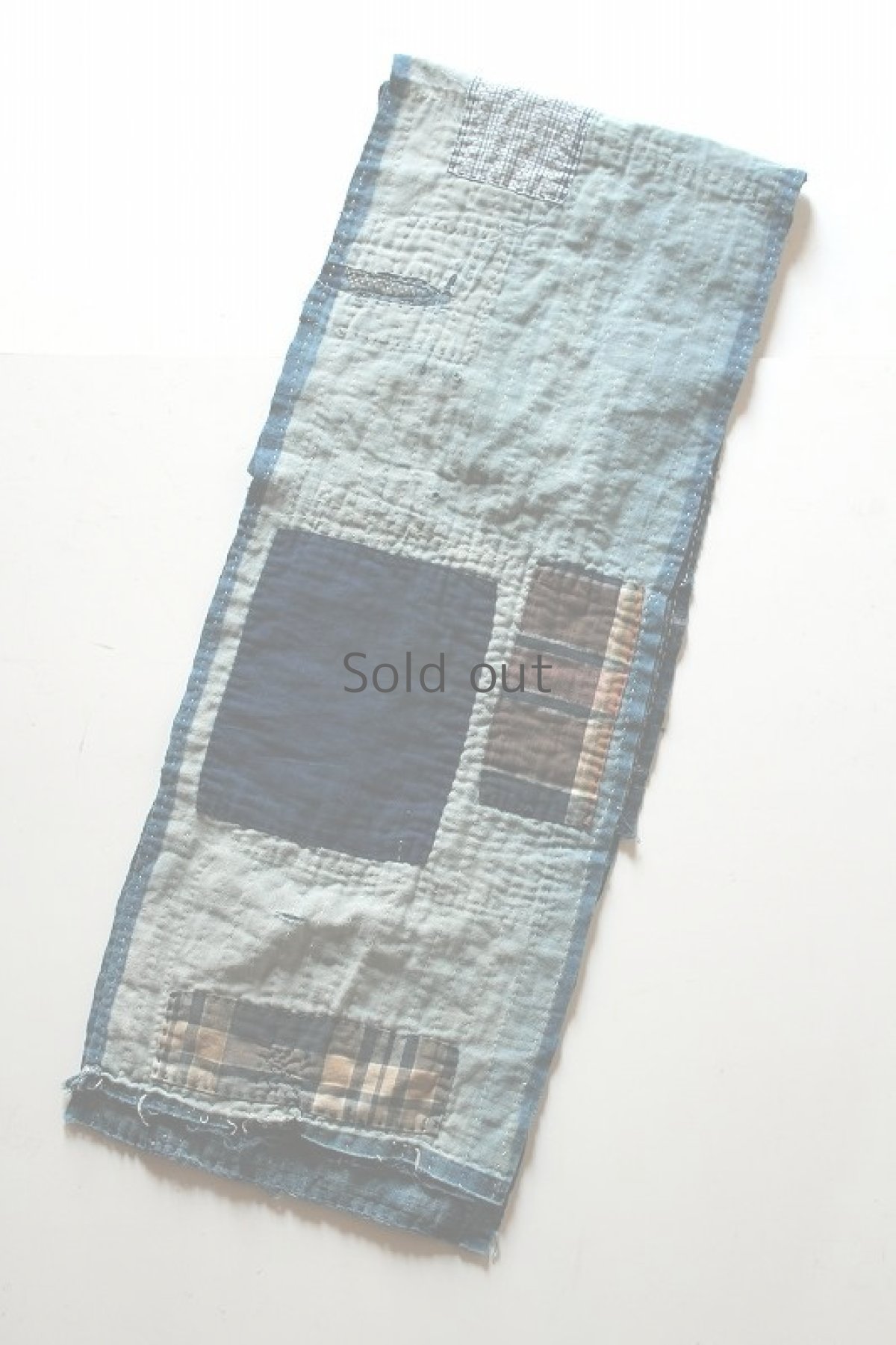 画像5: 【日本】藍染め古布の刺し子木綿ストール (5)