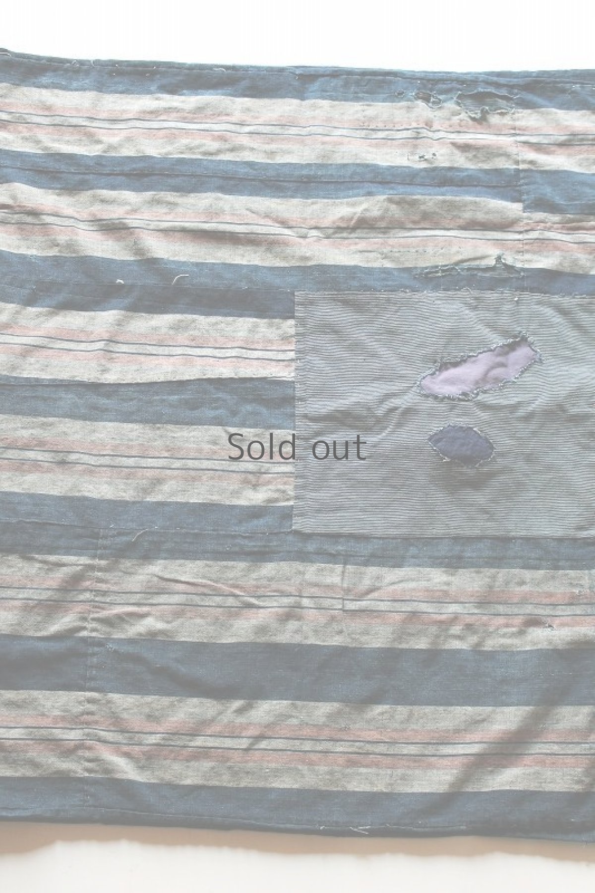 画像3: 【日本】藍染め古布のしましま敷きマット (3)