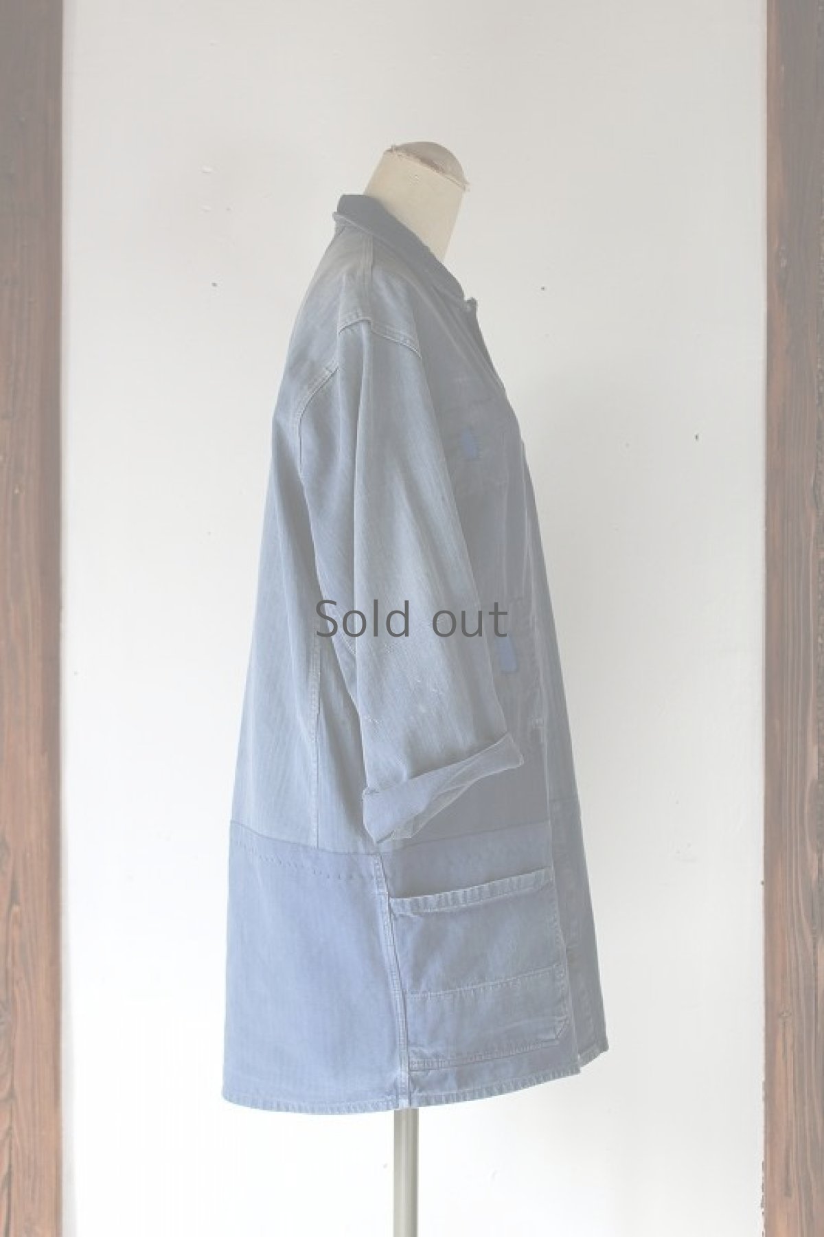 画像4: 【MITSUGU SASAKI】ビンテージ×リメイク　ダブルワークコート（グレーネイビー） (4)