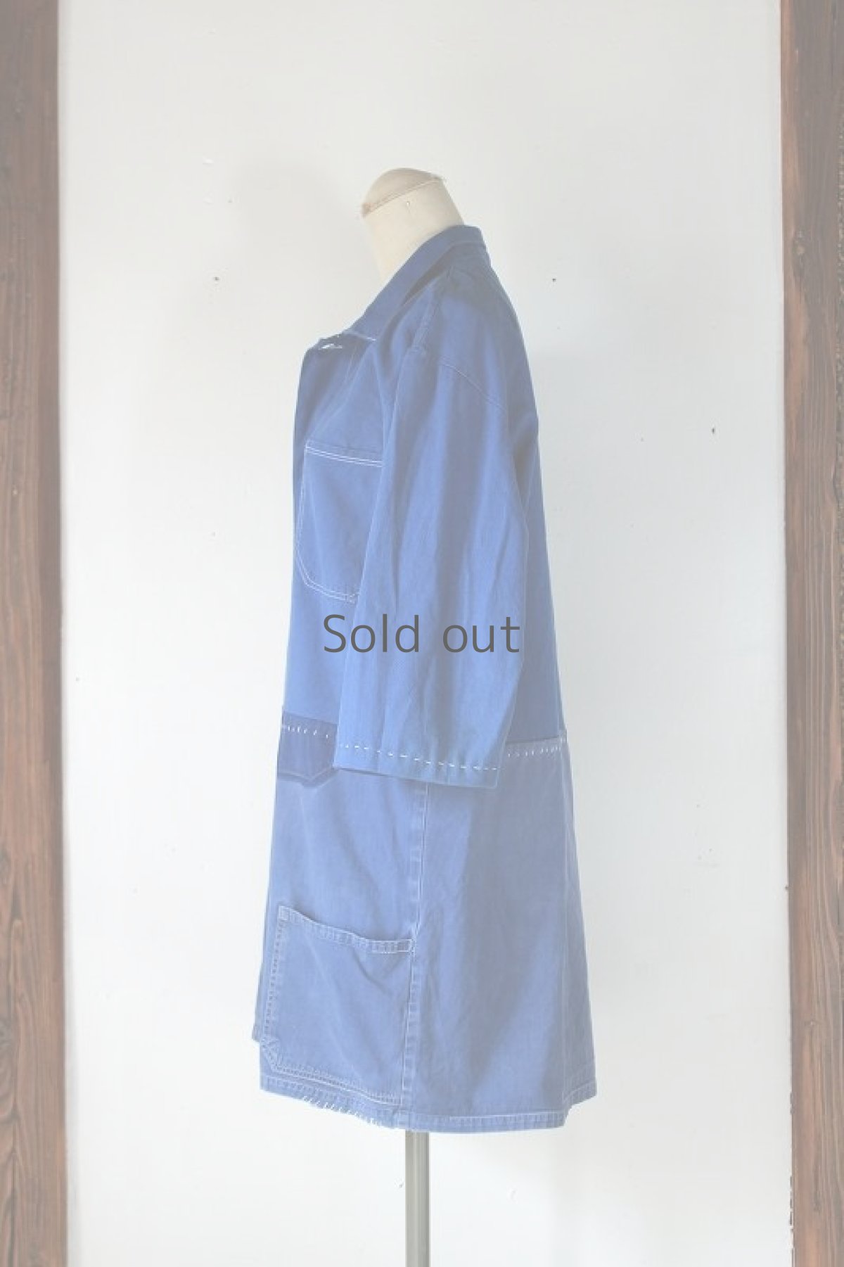 画像2: 【MITSUGU SASAKI】ビンテージ×リメイク ダブルワークコート(ブルー2トーン) (2)