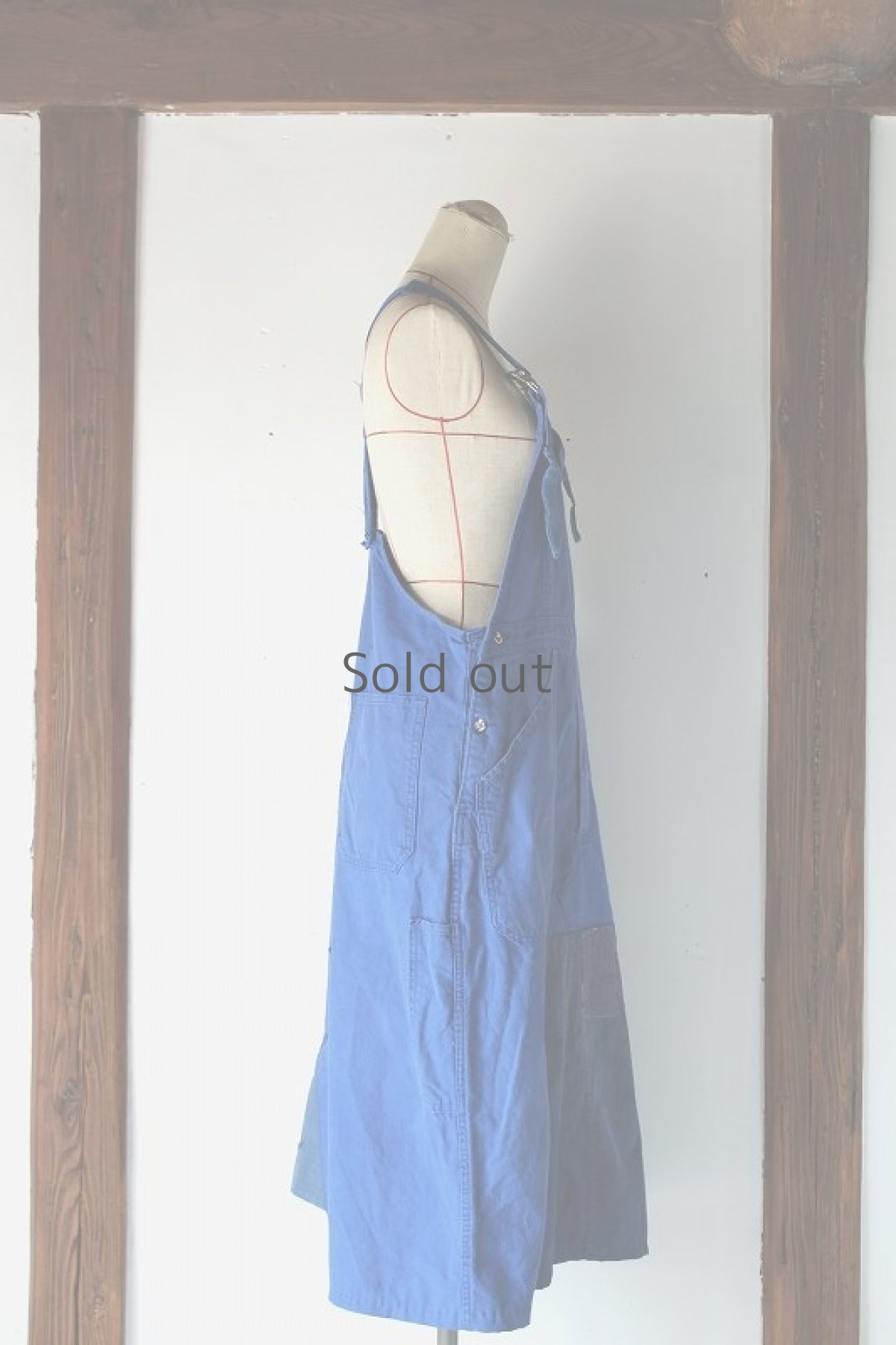 画像4: 【MITSUGU SASAKI】ビンテージ×リメイク　ジャンパースカート（ブルー） (4)