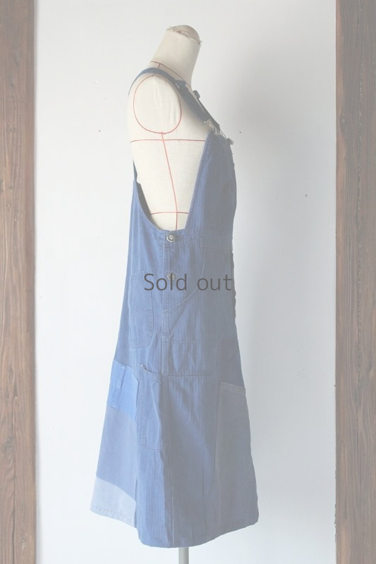 画像4: 【MITSUGU SASAKI】ビンテージ×リメイク　ジャンパースカート（ネイビーブルー） (4)