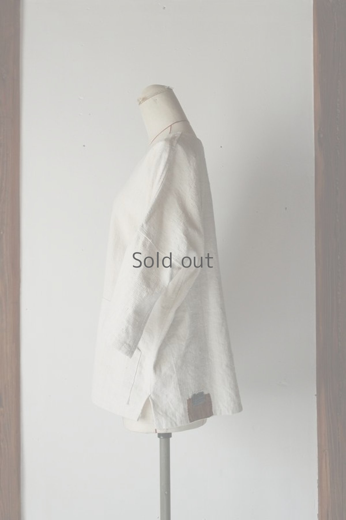 画像2: 【ササキチホ】アンティークリネン うわっぱり/七分袖(白) (2)