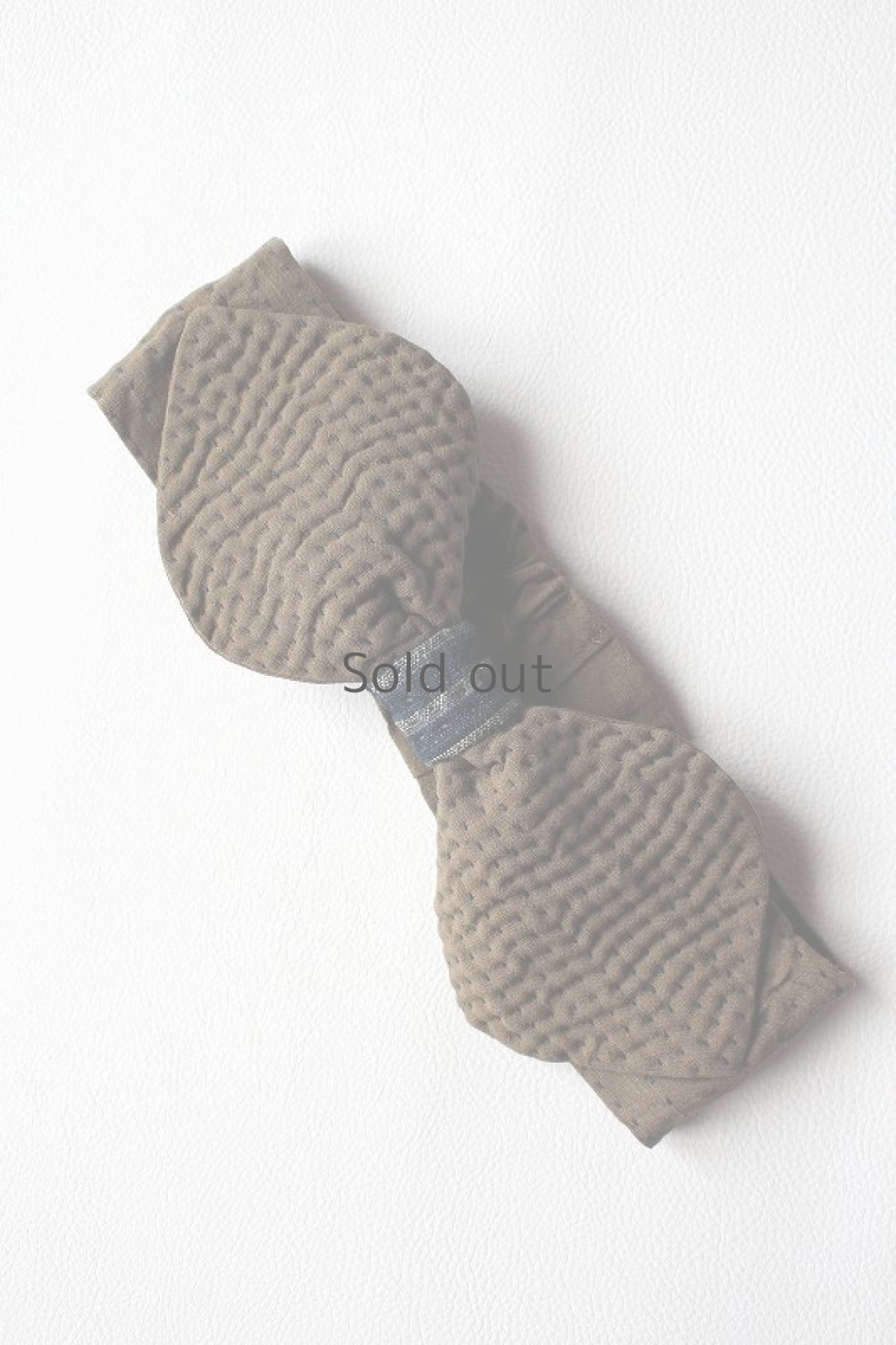 画像2: 【ササキチホ】アンティークリネン×染　刺し子のリボンヘアバン（桑茶色） (2)