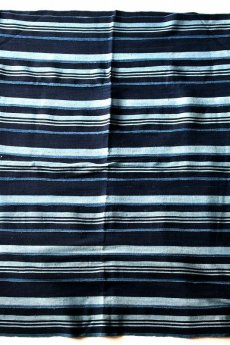 画像3: 【世界の古布】インディゴストライプの手織り綿B (3)
