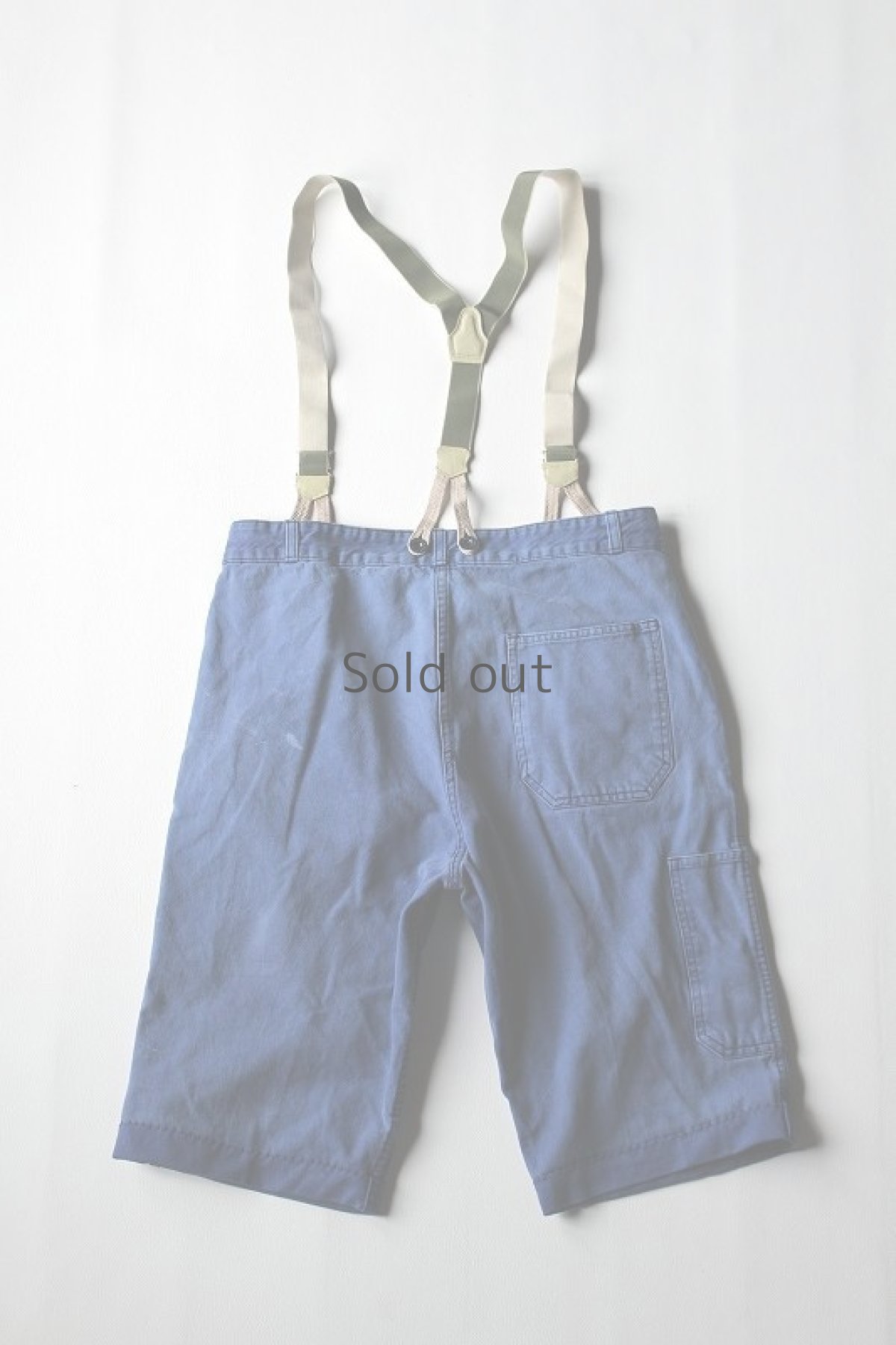 画像2: 【MITSUGU SASAKI】ビンテージリメイク　サスペンダー付パッチワークショーツ（ドット柄） (2)