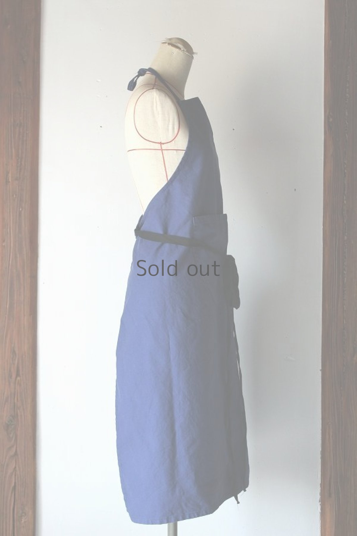 画像4: 【フランス】ネイビーコットン　ポケット付ワークエプロン（ロング） (4)