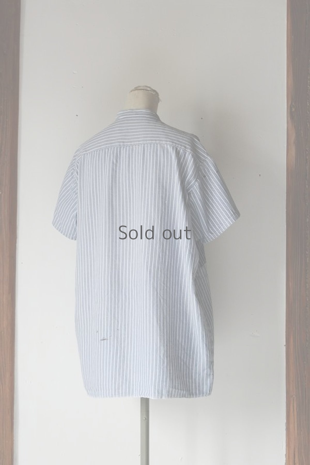 画像3: 【MITSUGU SASAKI】ビンテージリメイク シンプルなパッチワークストライプシャツ(半袖) (3)