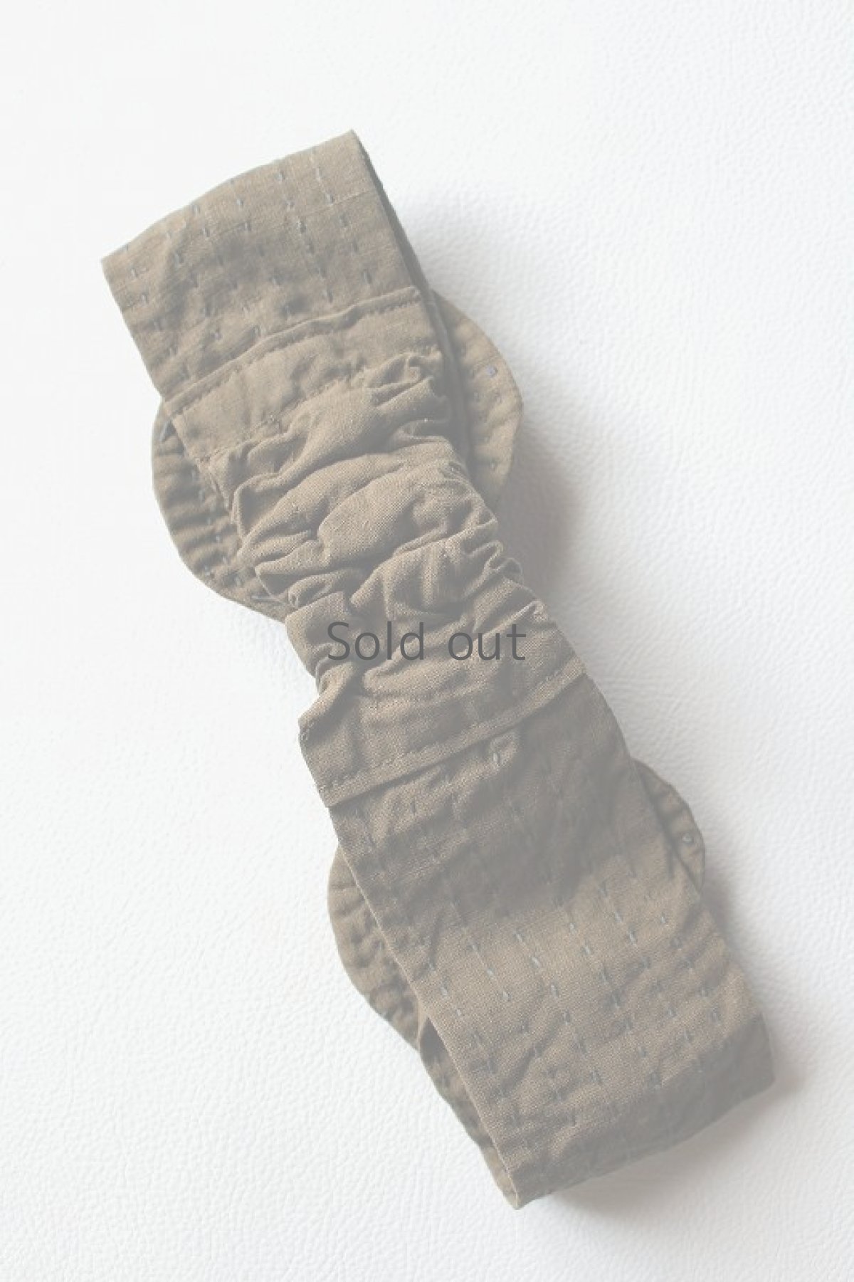 画像2: 【ササキチホ】アンティークリネン×染　刺し子のリボンヘアバン（桑茶色） (2)