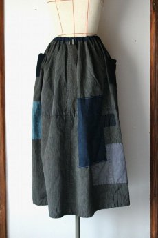 画像3: 【MITSUGU SASAKI】農婦リーズ　インディゴストライプのロングスカート (3)