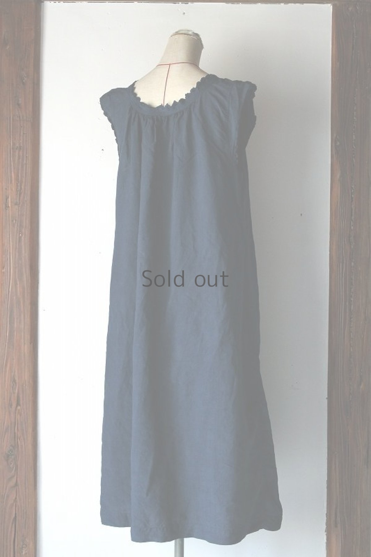 画像3: 【フランス】アンティークリネン×染　サイドボタンワンピース (3)