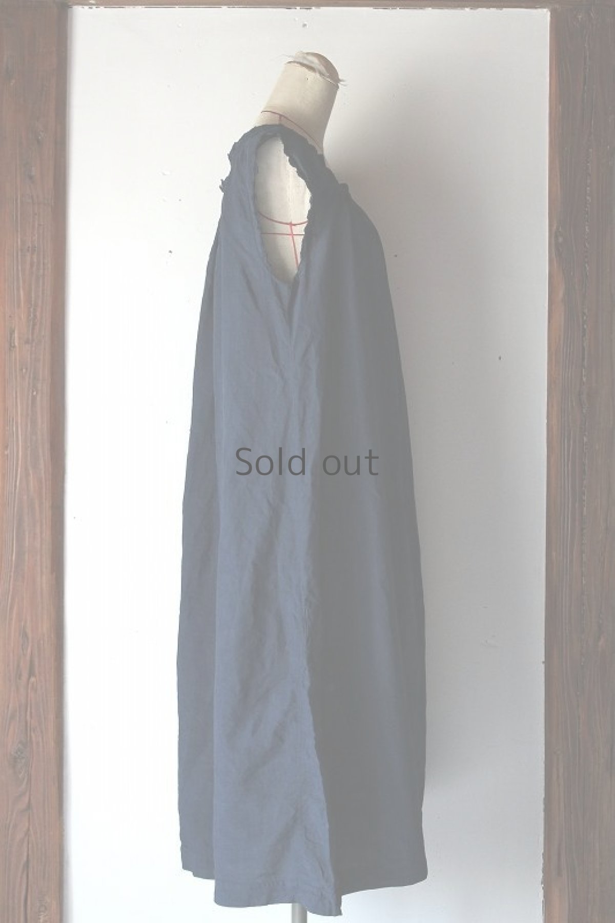 画像4: 【フランス】アンティークリネン×染　サイドボタンワンピース (4)