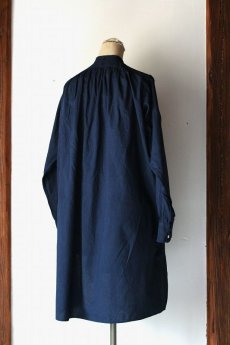 画像3: 【フランス】アンティーク×染　プルオーバー　ロングシャツ（青藍色） (3)