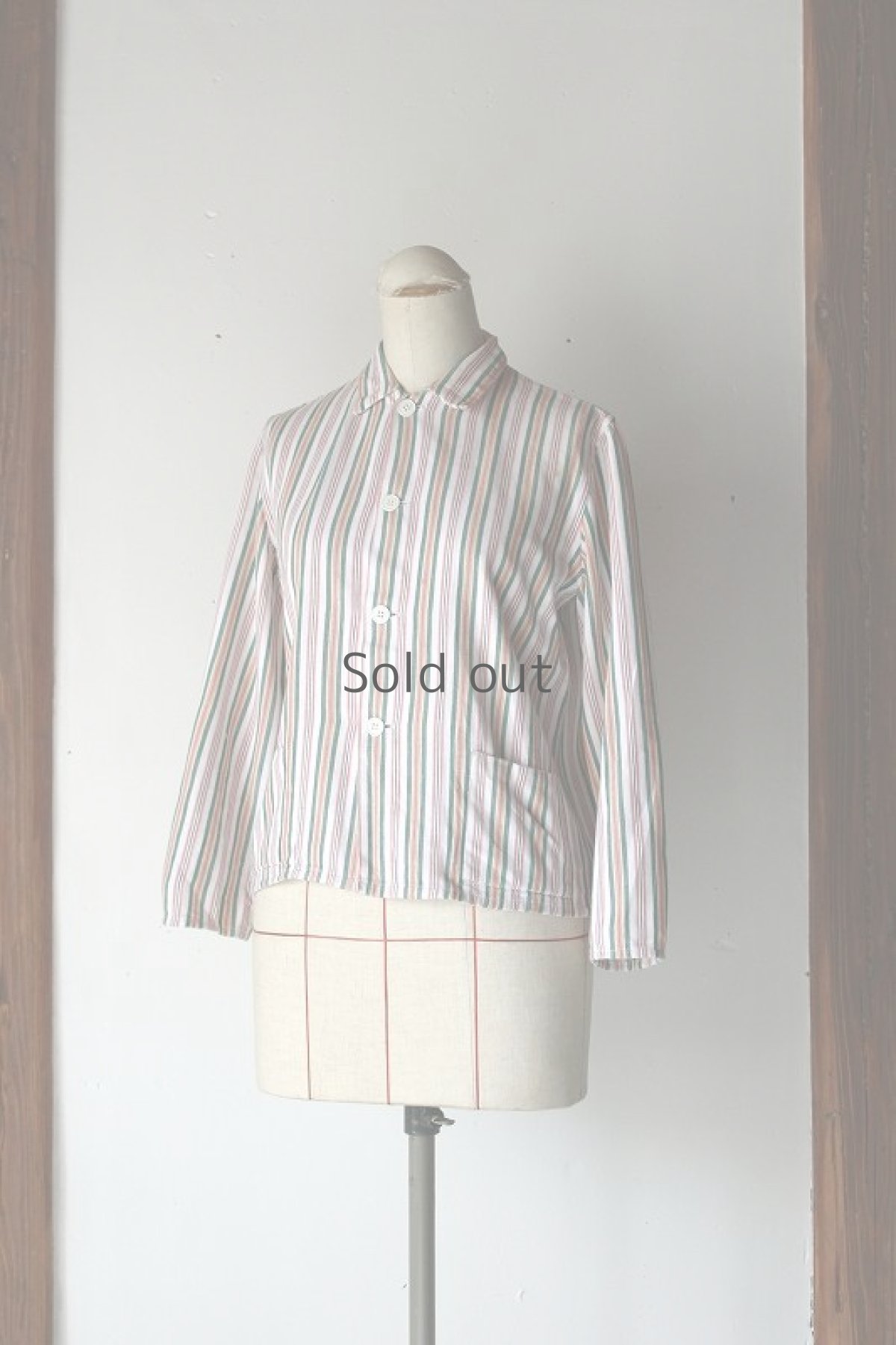 画像1: 【ドイツ】１９７０年代頃のストライプパジャマシャツ（裏起毛） (1)