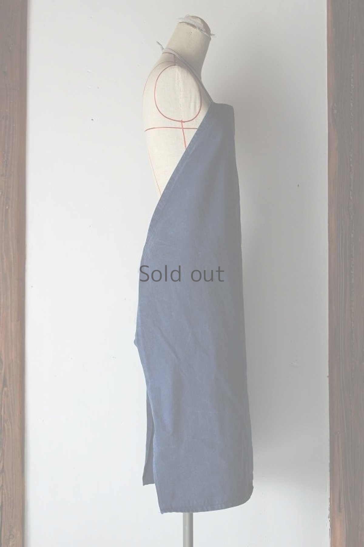 画像4: 【フランス】ネイビーコットン　ワークエプロン（内ポケット） (4)