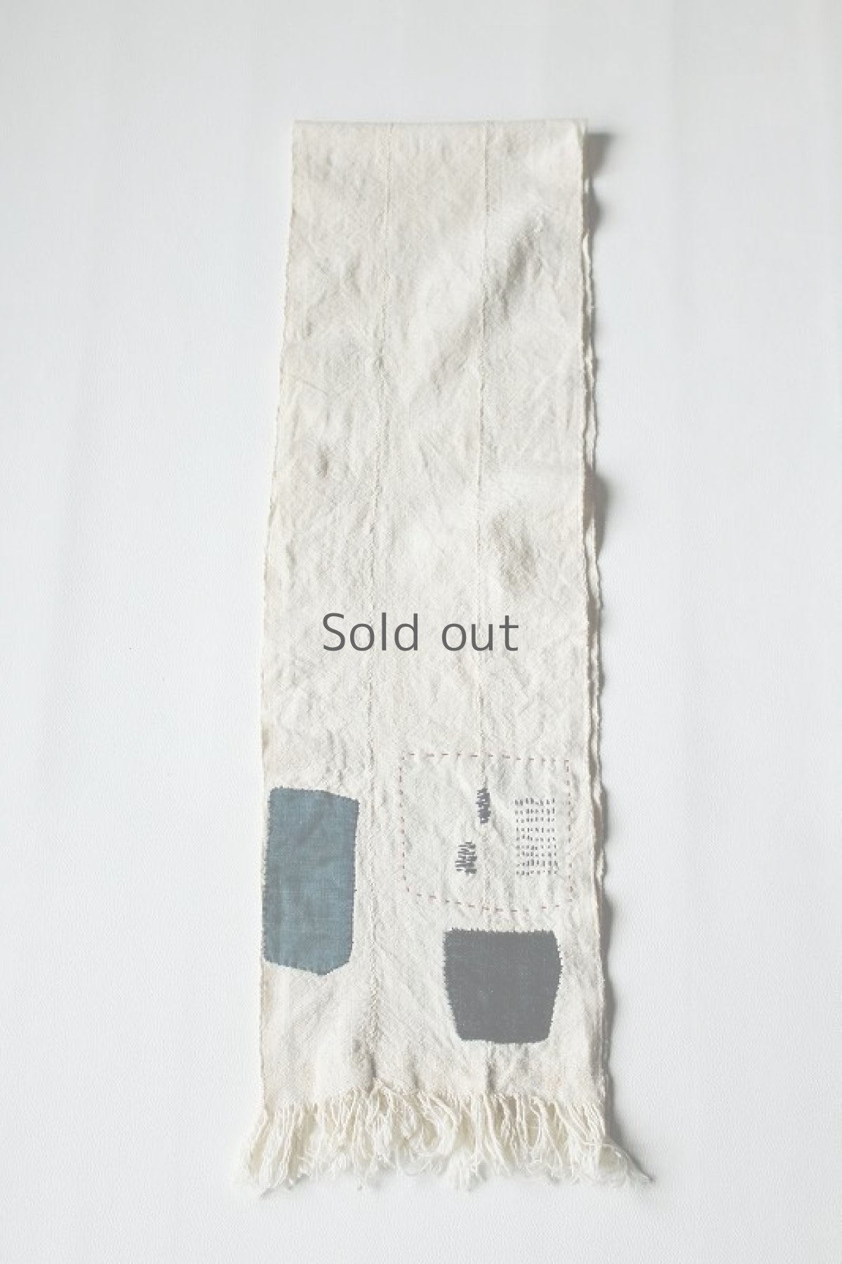 画像3: 【MITSUGU SASAKI】生成り×刺し子　手織り綿のストール (3)