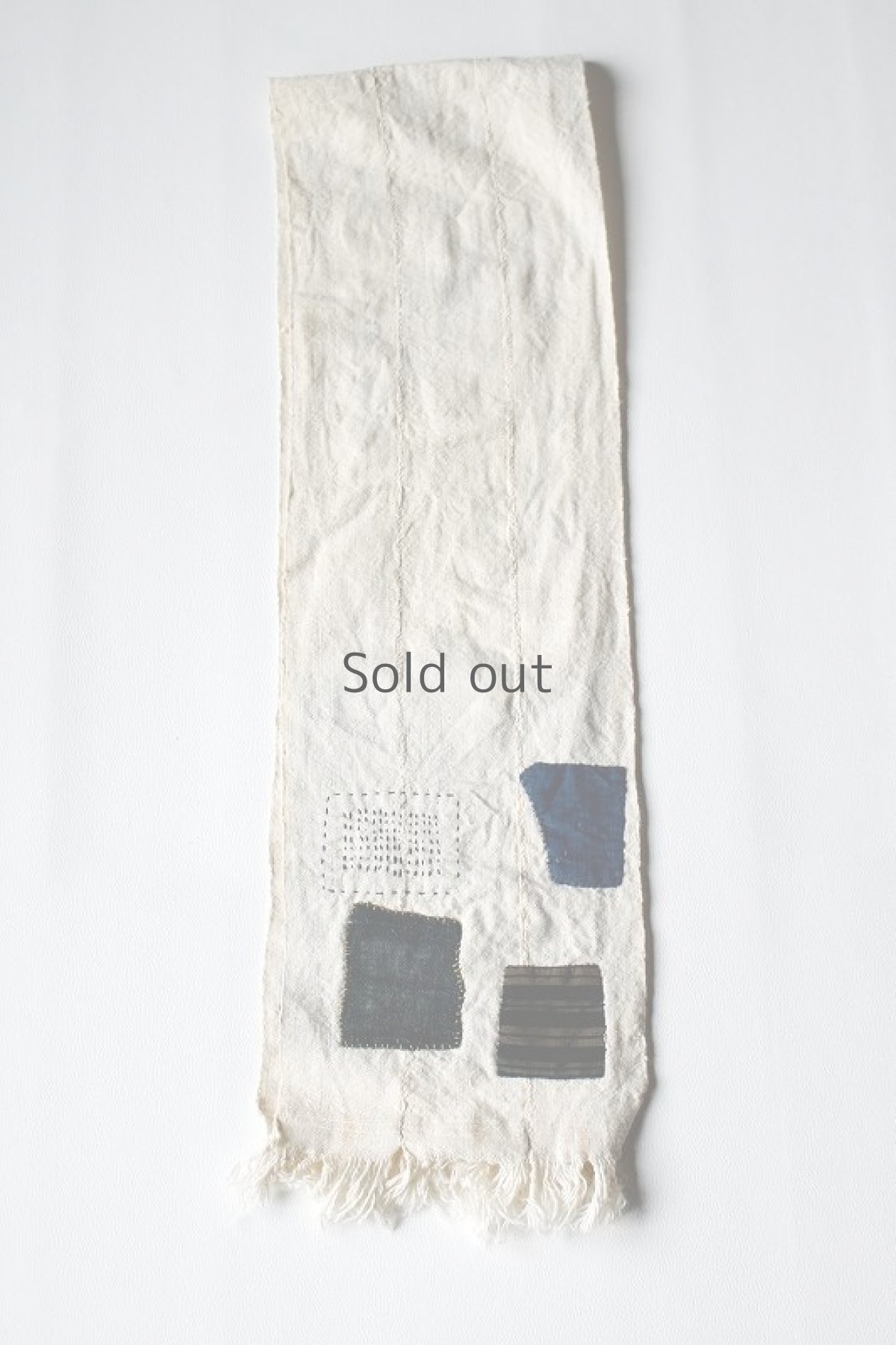 画像3: 【MITSUGU SASAKI】生成り×刺し子　手織り綿のストール (3)