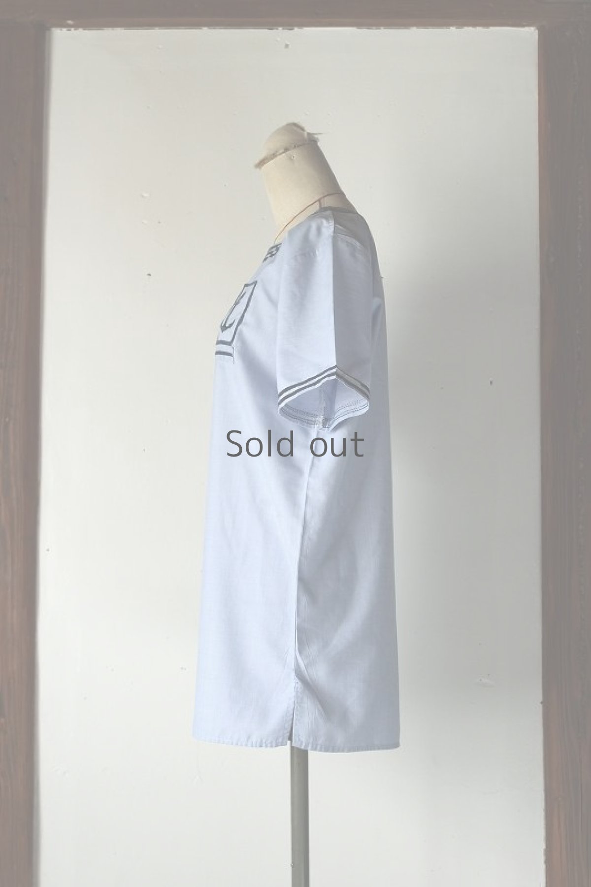 画像2: 【フランス】海軍のマリーンシャツ（水色）（汚れ有） (2)