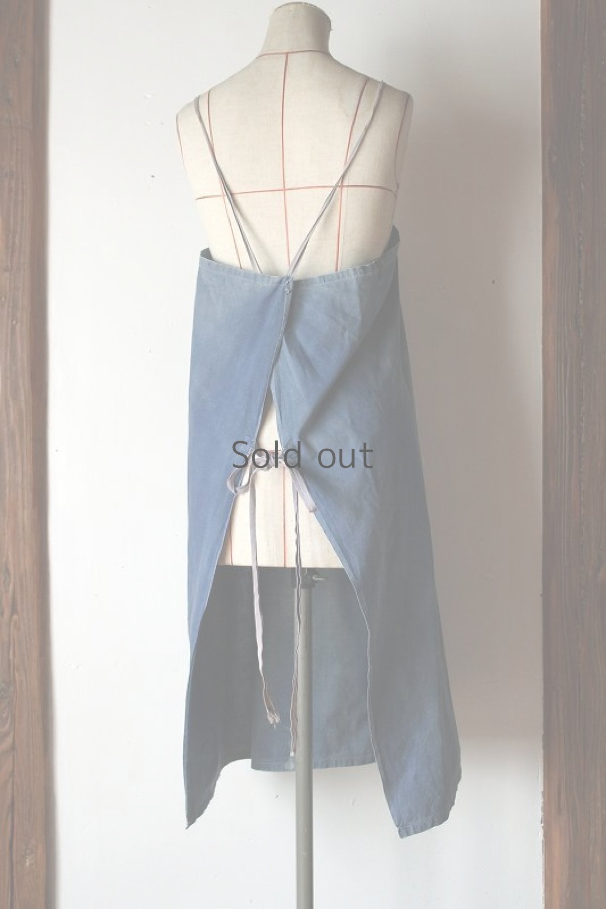 画像3: 【フランス】色褪せたブルーコットンのワークエプロン (3)