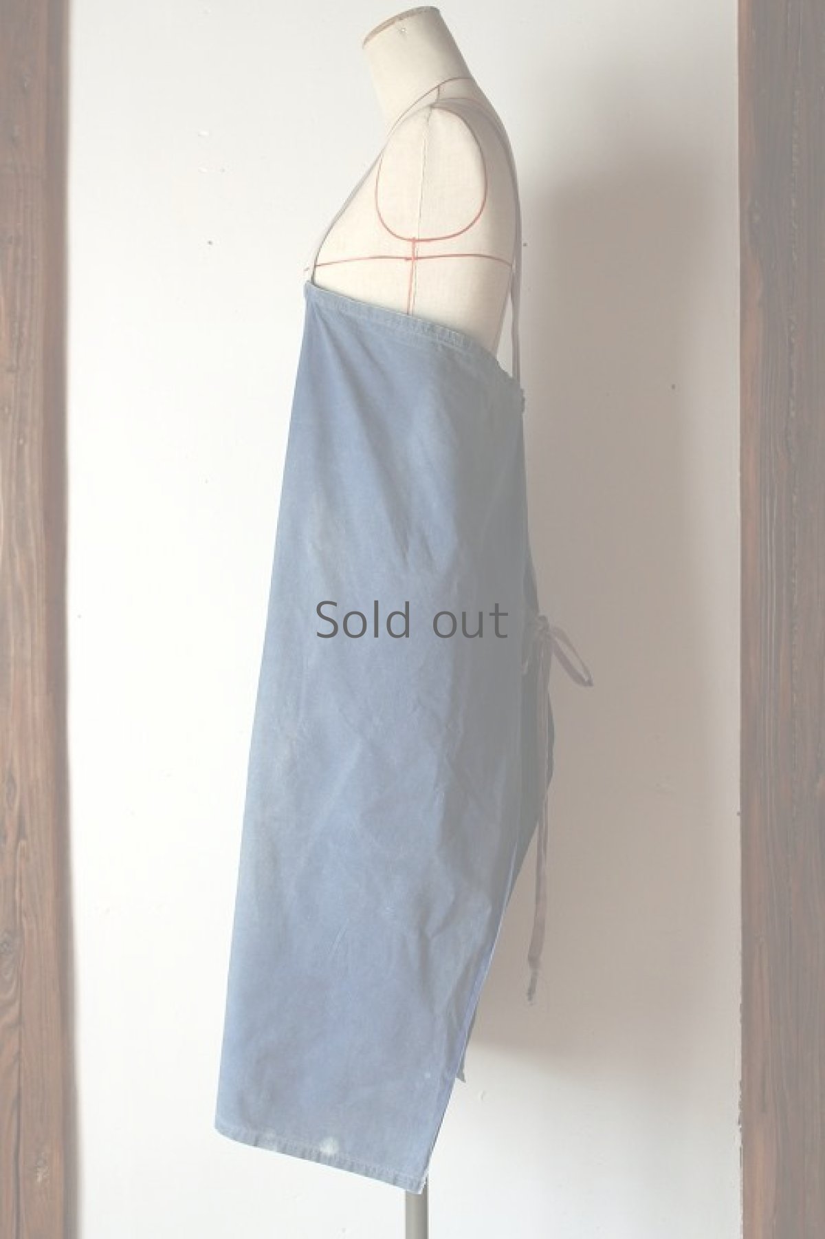 画像2: 【フランス】色褪せたブルーコットンのワークエプロン (2)