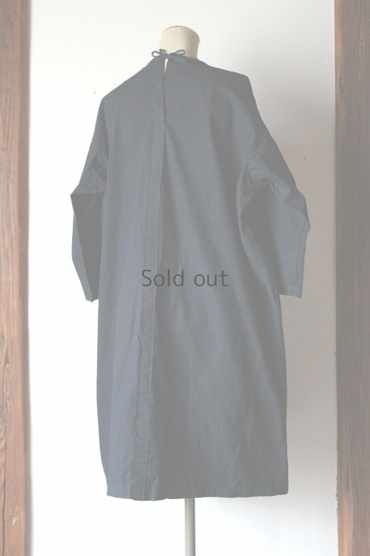 画像3: 【MITSUGU SASAKI】ビンテージコットン　スモックワンピースポケット付(青藍色) (3)