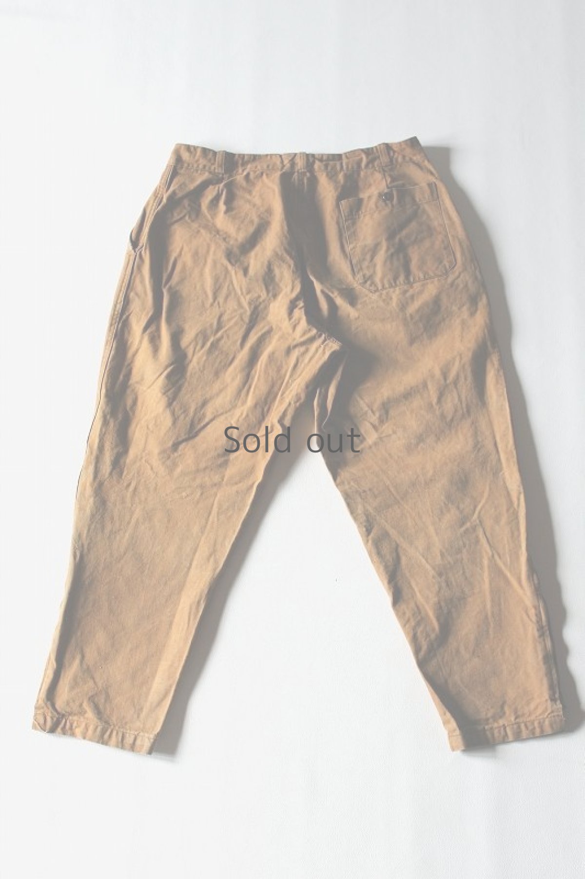 画像2: 【MITSUGU SASAKI】ビンテージリメイク　刺し子したブラウンワークパンツ（裾ジッパー） (2)