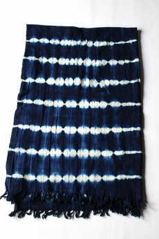画像2: 【アフリカ】手織り藍染め　絞の綿（ボーダー） (2)