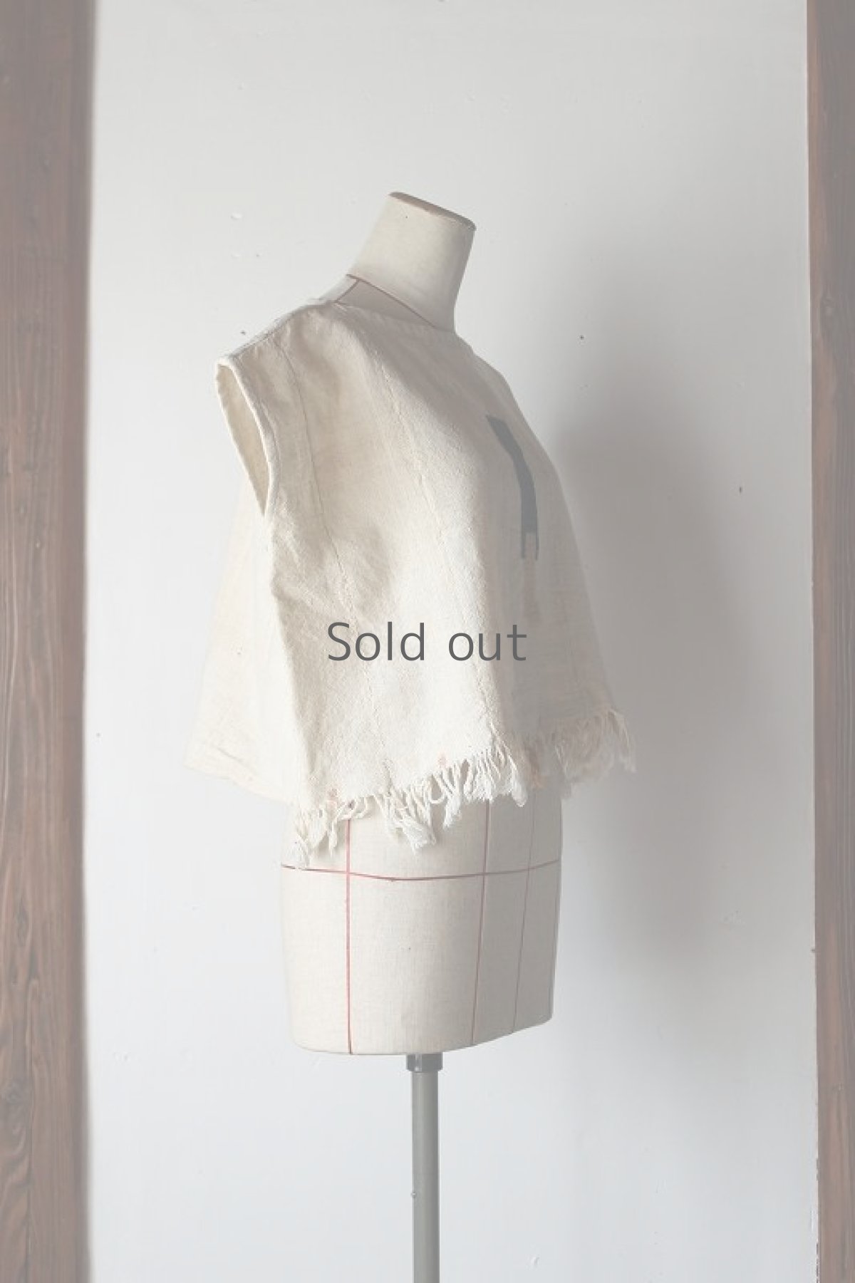 画像4: 【ササキチホ】手織り綿　フレンチスリーブのエスニックブラウス（黒・藍・生成り） (4)