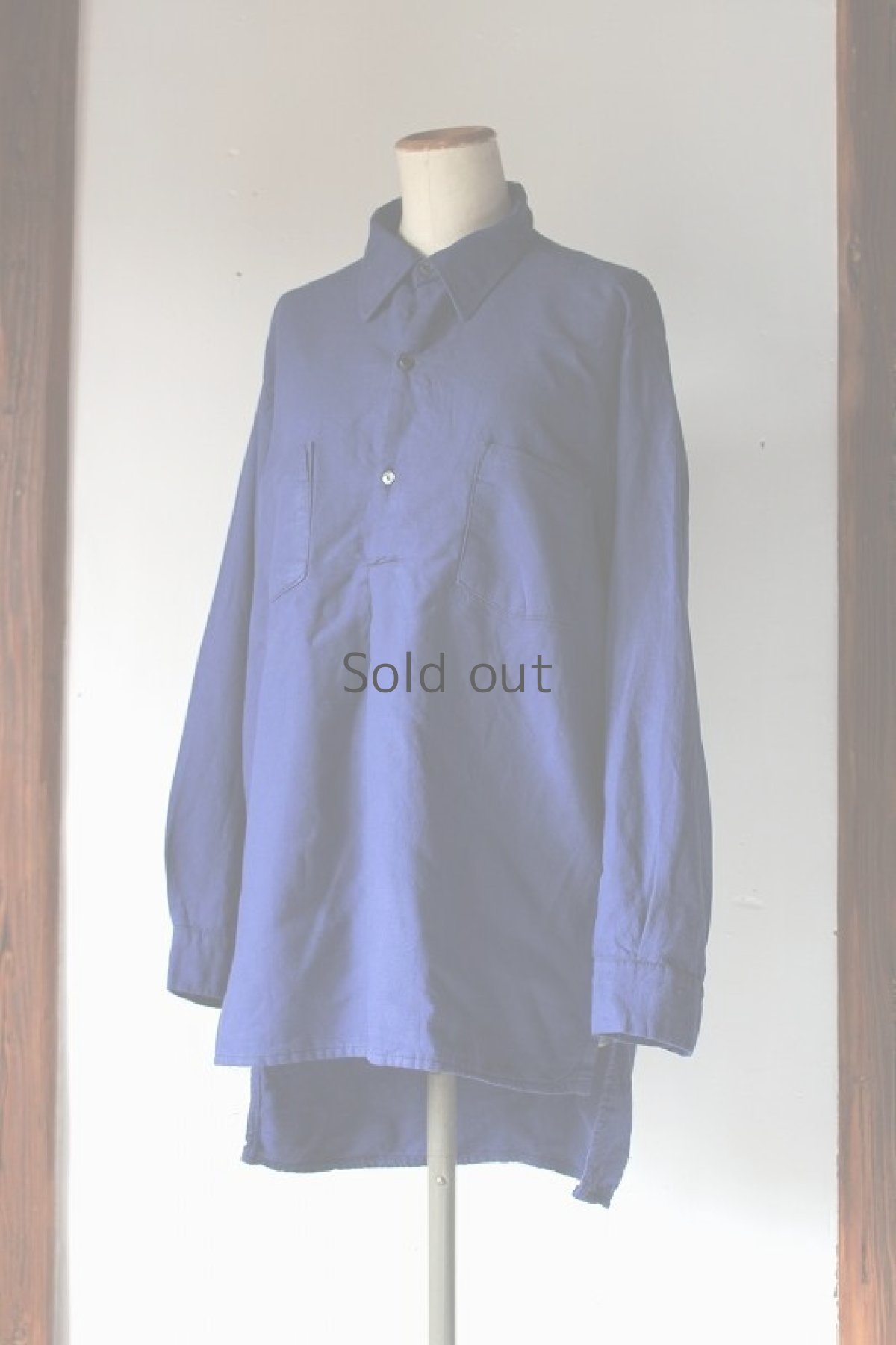 画像1: 【フランス】１９７０年代頃のブルーワークシャツ（裾直線：未使用） (1)