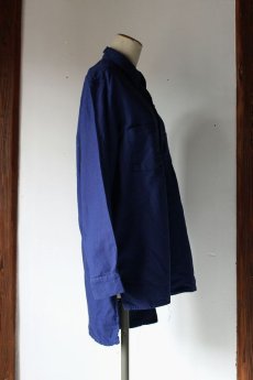 画像4: 【フランス】１９７０年代頃のブルーワークシャツ（裾直線：未使用） (4)