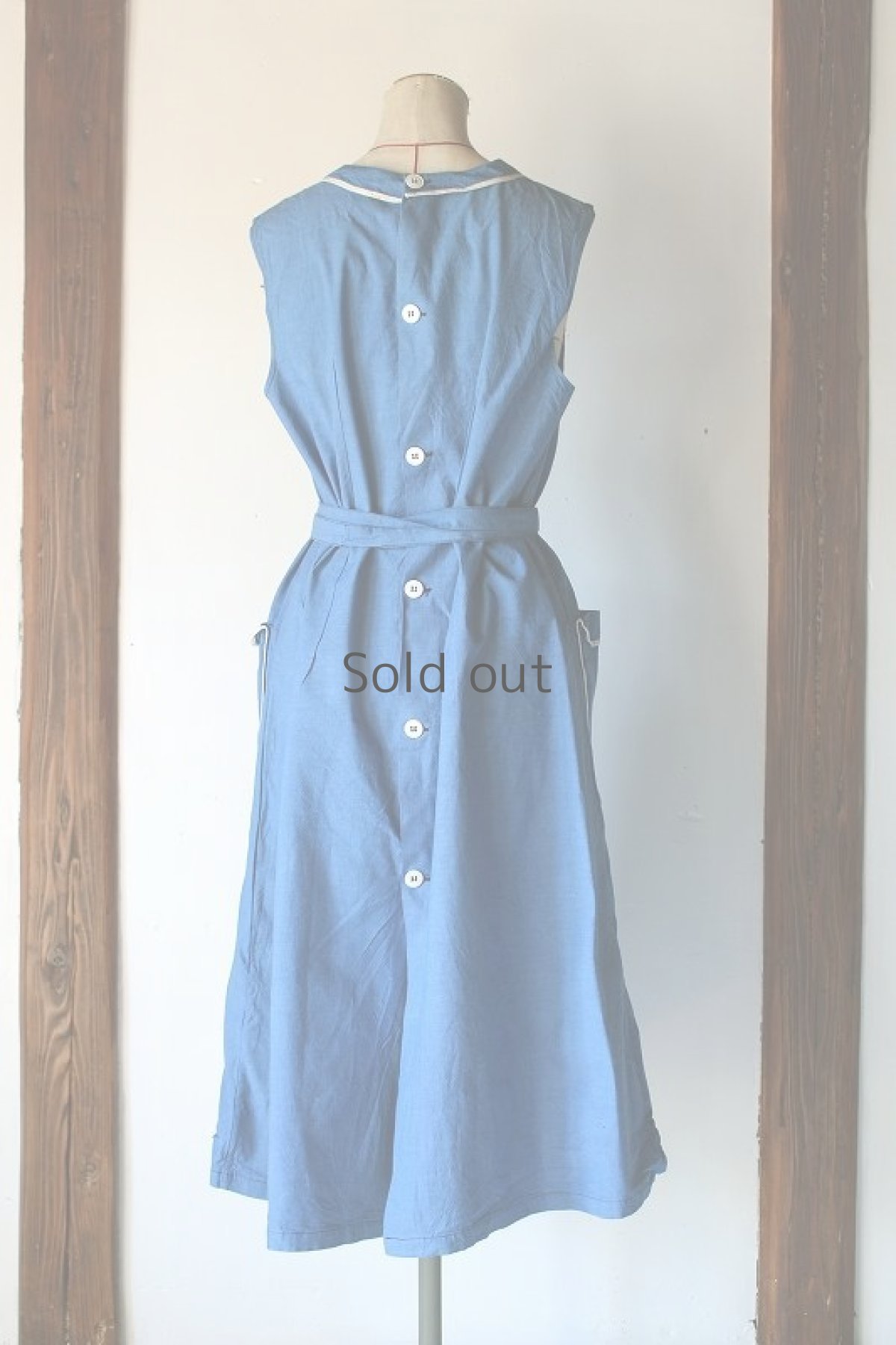 画像3: 【フランス】１９６０年代頃のエプロンワンピース（ブルー）（未使用品） (3)