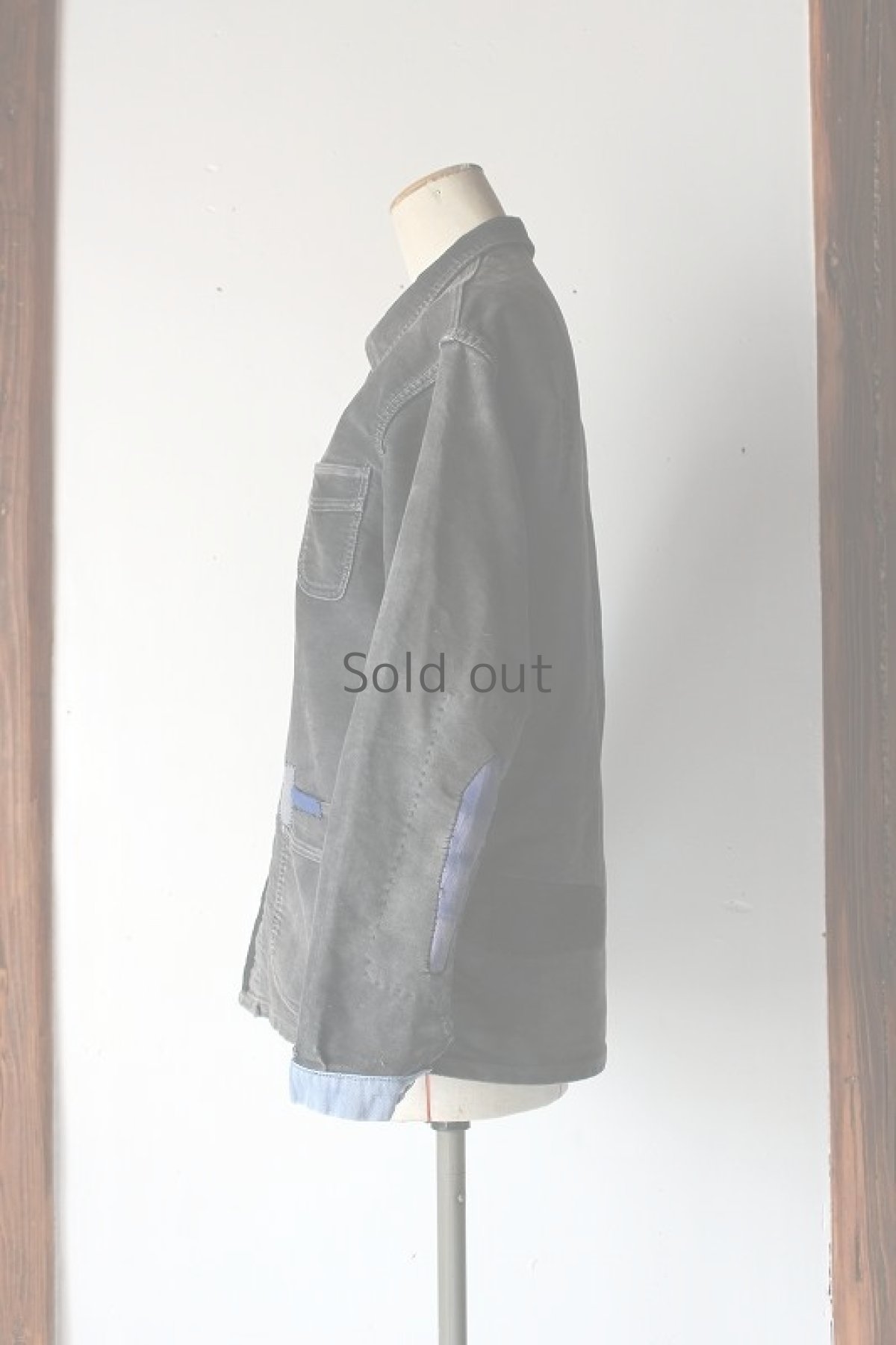 画像2: 【MITSUGU SASAKI】ビンテージリメイク　ブラックモールスキンワークジャケット（モンサンミッシェル） (2)