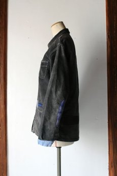 画像2: 【MITSUGU SASAKI】ビンテージリメイク　ブラックモールスキンワークジャケット（モンサンミッシェル） (2)