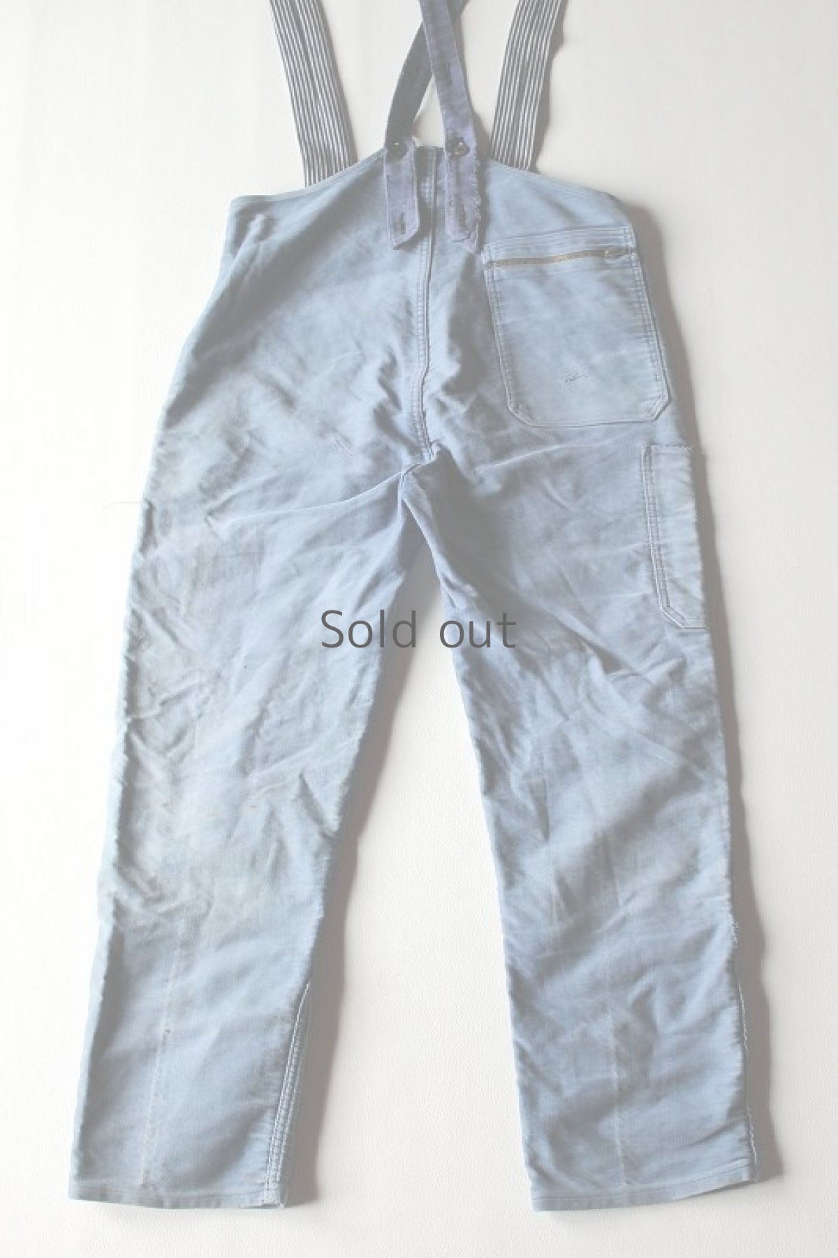 画像2: 【MITSUGU SASAKI】ビンテージリメイク　パッチワーク　モールスキン　半分オーバーオール（モンサンミッシェル） (2)